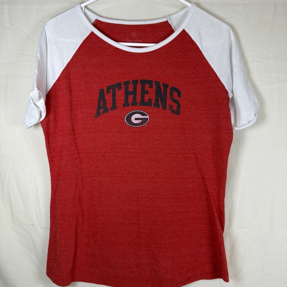 University of Georgia Bulldogs Athens GA Women's Raglan T-Shirt Red White Size M